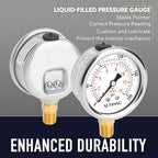 2-1/2" Dial Size, 0-200 Psi Pressure Gauge, Glycerin Liquid Filled, 1/4" NPT - Image 3