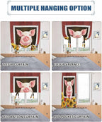 Tie Up Curtains for Windows, Pigs Sunflowers Adjustable Balloon Nature Linen - Image 5