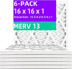 16x16x1 MERV 13 Pleated Air Filter MPR 1900 & FPR 10, Furnace Air Filters by Qingzhug