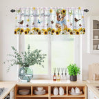 Kitchen Curtains Tiers and Valance Set of 3, Sunflowers Dog Light Filtering - Image 4