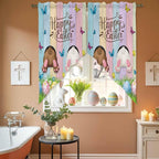 Swag Curtain Valances for Kitchen Windows, Happy Easter Rabbit Butt Egg on - Image 4