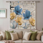 Blue Yellow Tulips Living Room Curtains 84 Inch Length, Window Curtains Tab Top - Image 9