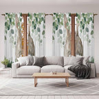 Easter Kitchen Curtains, Country Rabbit Botanical Leaves Wooden Grain Light - Image 7