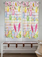 Happy Easter Bedroom Curtains 63 Inches length, Spring Bunny Colorful Eggs - Image 4