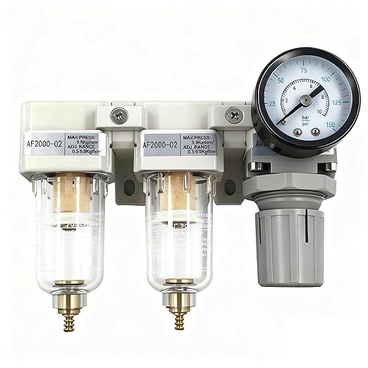 XingNEeng 1/4" NPT Compressed Air Filter Regulator Lubricator Combo, Water/Oil by Unknown