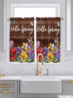 Spring Flowers Tier Curtains 45 Inches Long, Watercolor Farmhouse Colorful - Image 3