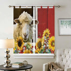 Sheep Flowers Bedroom Curtains 72 Inch Length, Window Curtains Tab Top - Image 2