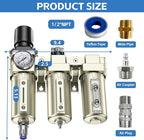 1/2" NPT 3 Stage Air Drying System, Heavy Duty Industrial Grade Air Compressor - Image 2