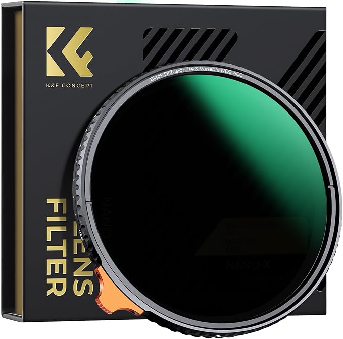 K&F CONCEPT 62mm Black Diffusion Mist 1/4 Effect & Variable ND2-400 ND Lens by KFCONCEPT