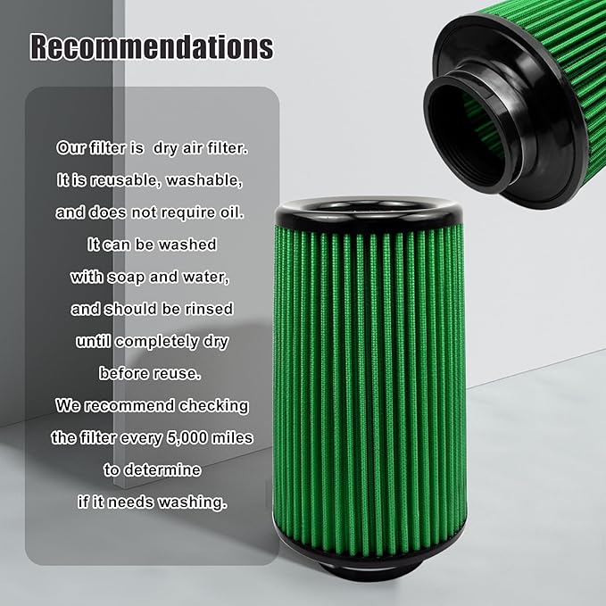 RYANSTAR RACING 76mm 3" High Flow Round Tapered Cone Cool Air Filter Cleaner - Image 6