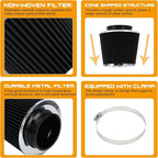 PTNHZ Universal Black 3.5" 89mm High Flow Cold Air Intake Cone Air Filter Power - Image 3