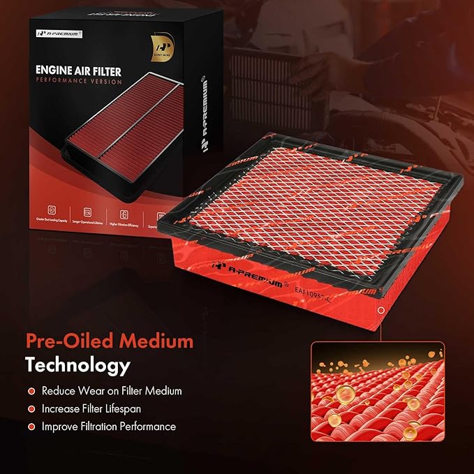 A-Premium High-performance, Pre-oiled Engine Air Filter Compatible - Image 4