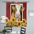 Cows Sunflowers Living Room Curtains 84 Inch Length, Window Curtains Tab Top - Image 4