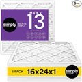 Simply 16x24x1 Air Filter, Merv 13, 6 Pack, by SimplyFilters