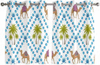 2 Panel Kitchen Cafe Curtains, Camels Palm Trees Sunlight Filtering Nature Air by Hokiten