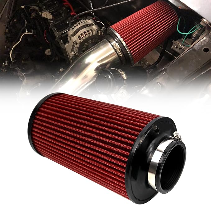 RYANSTAR RACING 76mm 3" High Flow Round Tapered Cone Cool Air Filter Cleaner by RYANSTARRACING