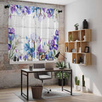 Spring Flowers Kitchen Curtains, Watercolor Garden Florals Wooden Grain Light - Image 6