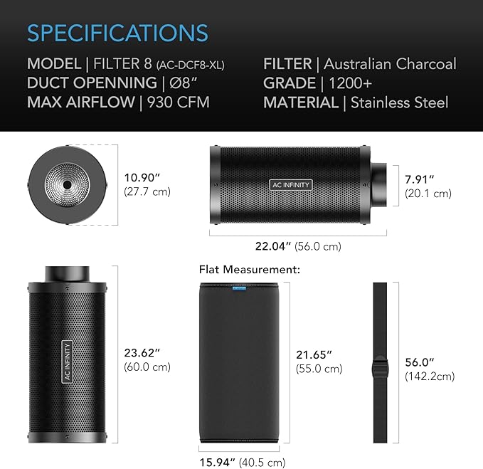 AC Infinity Air Carbon Filter XL 8", - Image 6