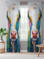 Sheer Curtains 108 Inches Long, Farmhouse Oil Painting Semi Sheer Curtains - Image 5