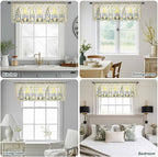 Rustic Lemon Gnomes Sheer Valance Curtains, Summer Fruit Leaves Retro Linen - Image 9