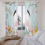 Easter Bunny Window Curtains 72 Inch Long 2 Panel Set, Rod Pocket Long Curtains - Image 4
