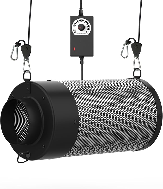 Air Carbon Filter with Built-in Fan, 4 Inch, Australian Virgin Charcoal by HYDROWE