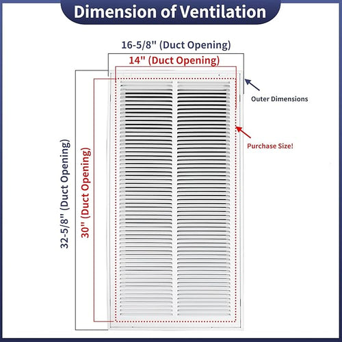 14"W x 30"H Steel Return Air Filter Grille - Image 2