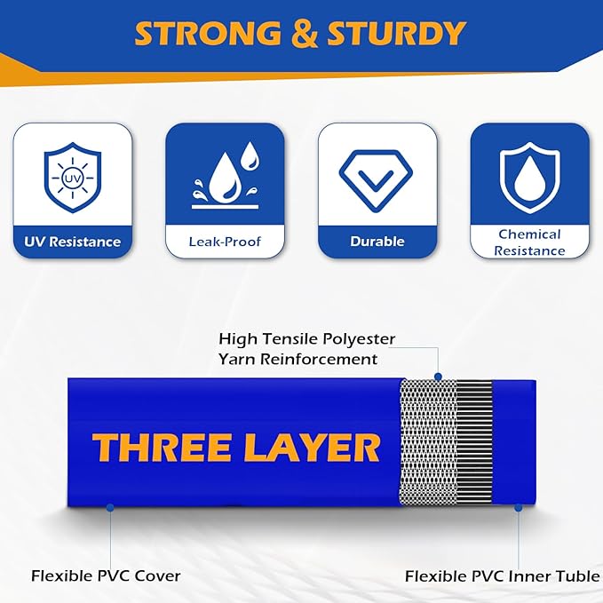 1.5" x 50 ft Discharge Hose for Swimming Pools, Heavy Duty PVC Lay Flat Water - Image 4