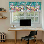 Spring Flowers Tier Curtains, Farmhouse Watercolor Teal Wood Grain Light - Image 6