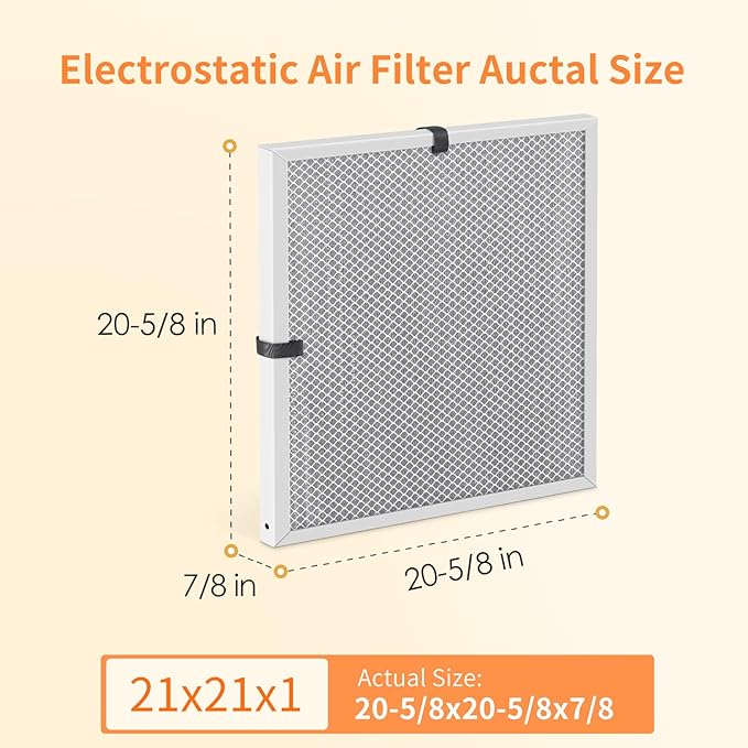 2-Pack 21x21x1 MERV 8 Reusable & Washable Electrostatic Air Filters - Image 2