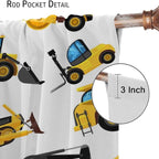 Kids Construction Equipment Window Curtains, Excavator Tractor Tow Truck Rod - Image 6