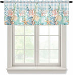 Summer Beach Sheer Valance Curtains, Ocean Colorful Coral Shell Seaweed by Houseown