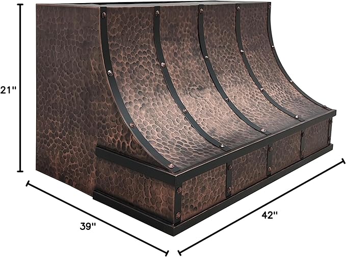 CT Copper Tailor Sloped Copper Vent Hood Wall Mount, 1150 CFM Exhaust Fan - Image 9