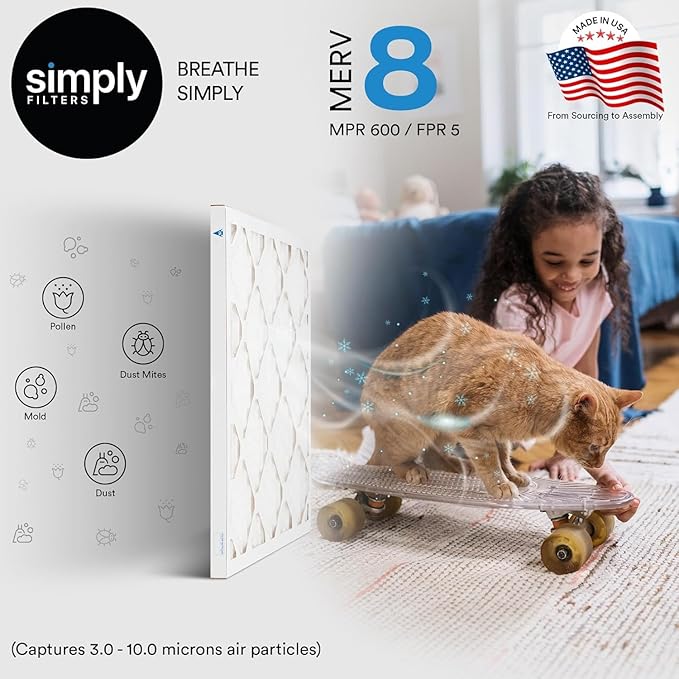 Simply 20x25x2 Air Filter, MERV 8, 6 Pack, Furnace Air Filter - Image 2