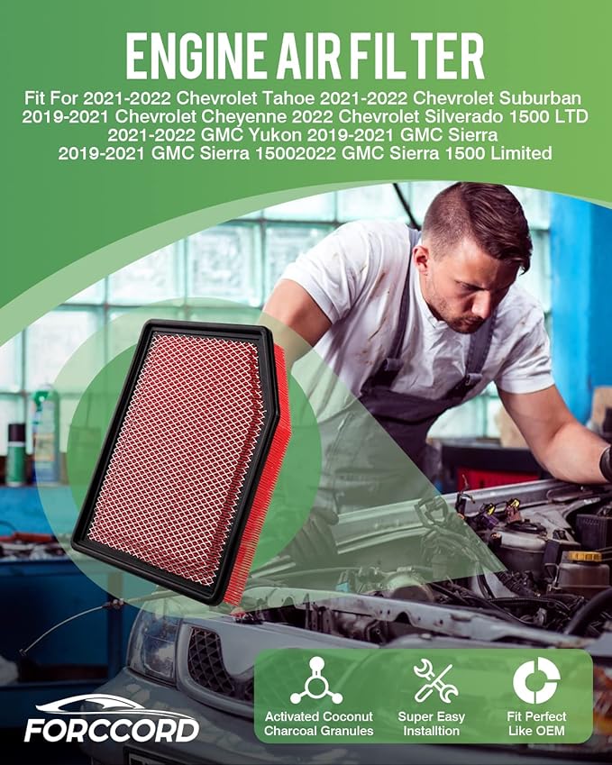 Cabin+Engine Air Filter Fit for Silverado 1500; Sierra 1500; Suburban; Tahoe - Image 3