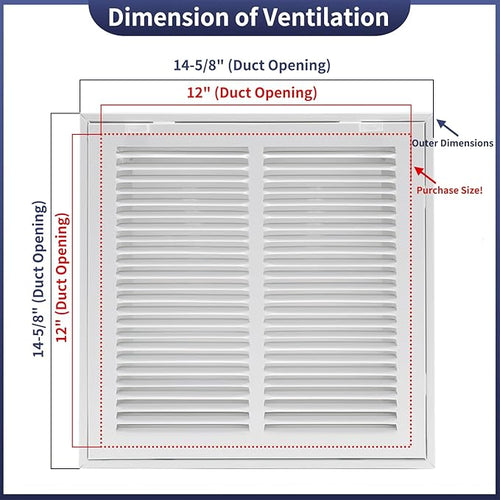 12"W x 12"H Steel Return Air Filter Grille - Image 2