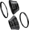 K&F CONCEPT 18 Pieces Filter Ring Adapter Set, Camera Lens Filter Metal by KFCONCEPT