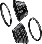 K&F CONCEPT 18 Pieces Filter Ring Adapter Set, Camera Lens Filter Metal by KFCONCEPT