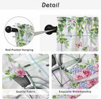 Spring Tier Curtains, Bicycles Botanical Leaves Rose Colorful Stripes Light - Image 9