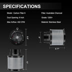 MELONFARM 6 inch Air Carbon Filter Smelliness Control - Image 6