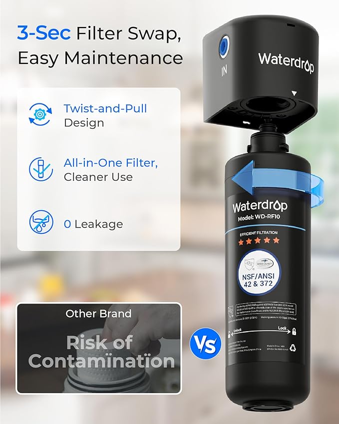 Waterdrop 10UA Under Sink Water Filter System, Bad Taste & Odor, Under Counter - Image 9