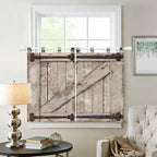 Farmhouse Wood Grain Kitchen Curtains 45 Inch Length, Short Cafe Window - Image 2