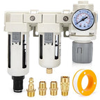Air Pressure Regulator 3/8 NPT Auto Drain and Semi-Auto Drain Double Air Filters by GDLIN