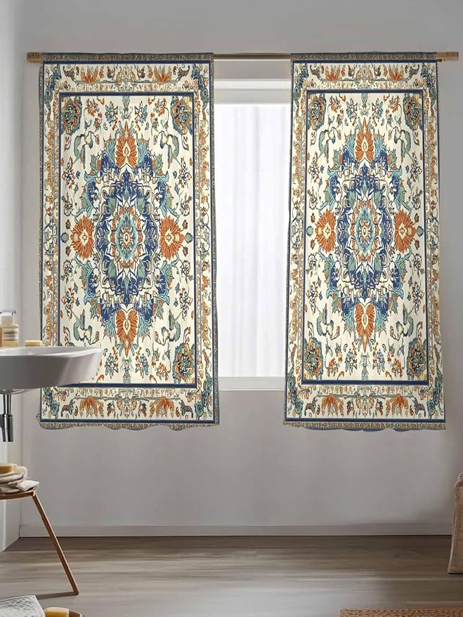 Sheer Curtains 63 Inch Length, Southwest Farmhouse Semi Sheer Curtains Light - Image 5