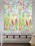 Easter Bedroom Curtains 63 Inches length, Spring Bunny Colorful Rabbit Eggs - Image 4