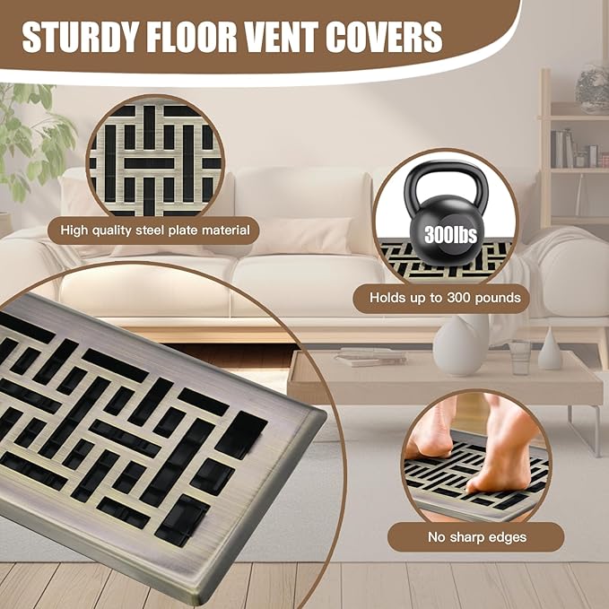 Air Floor Vent Adjustable Register 4x12 Inch Floor Register Vents - Image 3