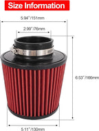 Cold Air Intake Filter High Performance Washable Filter Clamp-On Replacement - Image 2