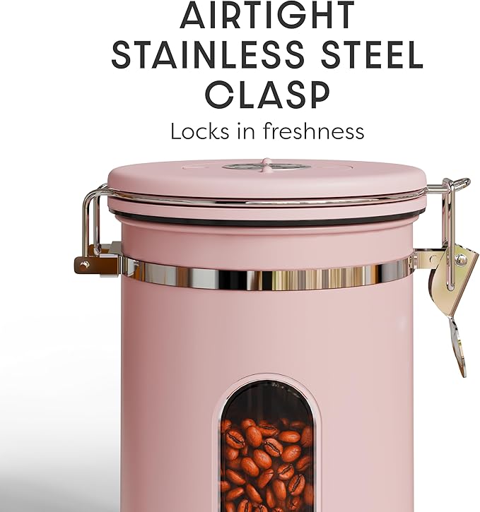 Veken Coffee Canister with Window, Airtight Stainless Steel Kitchen Food - Image 4