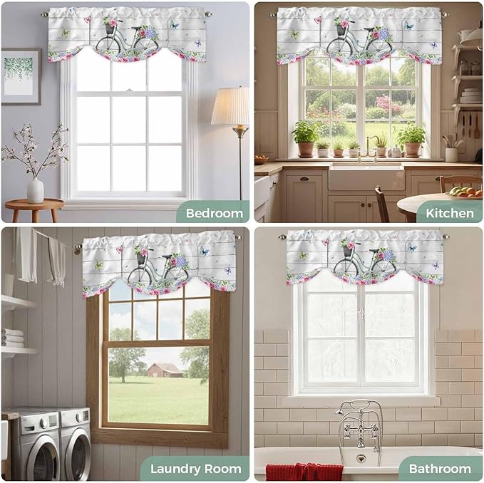 Spring Tie Up Valance Curtains for Windows, Kitchen Curtains Window Shades - Image 8