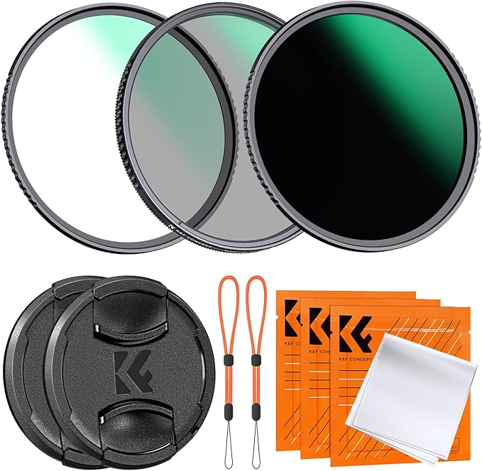 K&F CONCEPT 58mm CPL MCUV ND1000 Lens Filter 2 Lens Caps Kits Waterproof by KFCONCEPT
